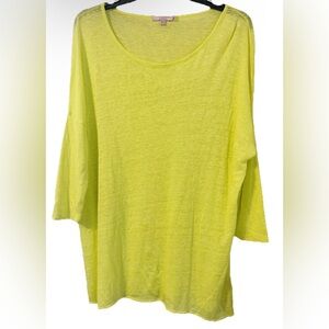 Calypso St Barth 100% Linen Top Women’s M 3/4 Drop Sleeve Blouse Citrus yellow